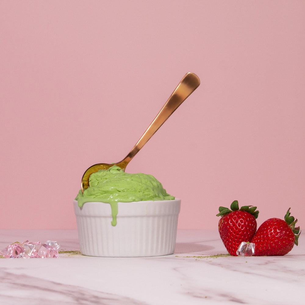 
                  
                    Load image into Gallery viewer, Umeshiso The Little Dipper Cupping Spoon in Rosé with icecream.
                  
                