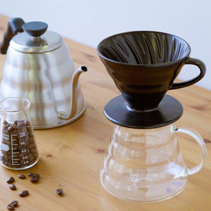 
                  
                    Load image into Gallery viewer, Hario V60 Ceramic Dripper 02 Matte Black. Good Coffee Project
                  
                